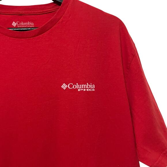 Columbia PHG Mens XL Red Short Sleeve Performance Hunting Gear Dog Crew Neck - Picture 5 of 10